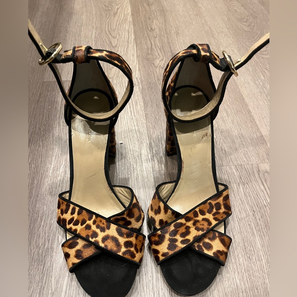 Ann Taylor leopard/cheetah leather strap heels